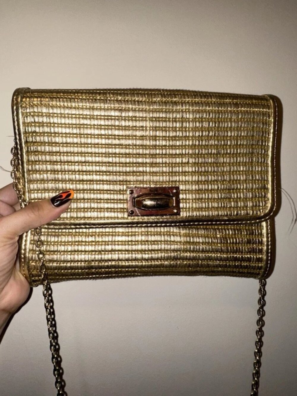 Gold Metallic Clutch Chain Purse